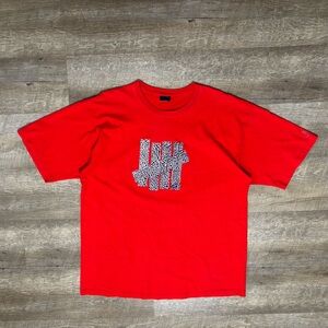 Undefeated Red Shirt Men's XL Short Sleeve UNDFTD LOGO Y2K Elephant print